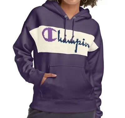 Buy Champion Hoodie Reverse Weave Womens Sz Medium Sweatshirt Vintage Sweater Purple • 36.94£