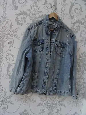 Buy NEW LOOK Ladies Blue Denim Distressed Detail Jean Jacket UK 16 Excellent • 10.99£