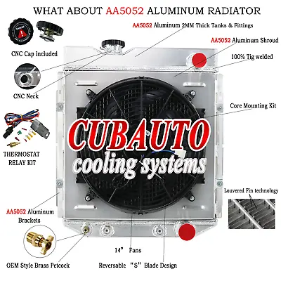 Buy 3 Row Aluminum Radiator+Fan + Relay For 64-66 Ford Mustang 260 289 V8 AT/MT 1966 • 149£
