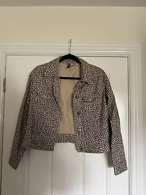 Buy H&M Leopard Print Denim Style Jacket UK Size Small • 20£