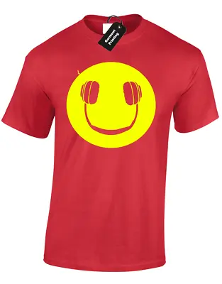Buy Smile Headphones Mens T Shirt Funny Music Dj Dance House Vinyl Rave Mix Gift • 7.99£