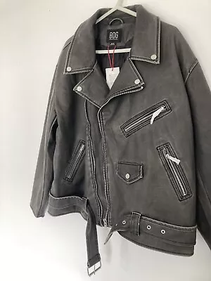Buy Urban Outfitters Black Bobby Bdg Oversized Faux Leather Biker Jacket Size M • 37£