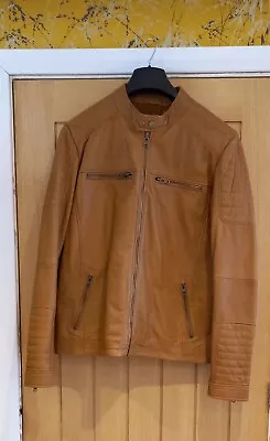 Buy Men's Onfire Light Brown Soft Leather Biker Jacket. Brand New With Tags. • 50£