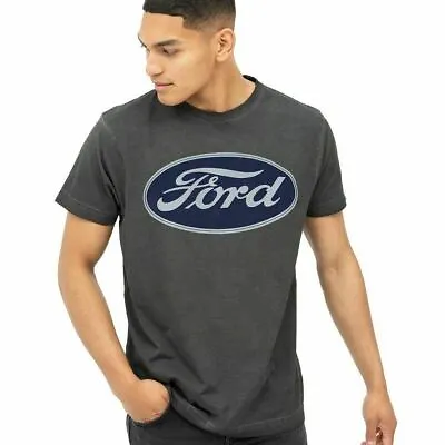 Buy Official Ford  Mens Logo Acid Wash T-shirt Black  S - XXL • 11.19£