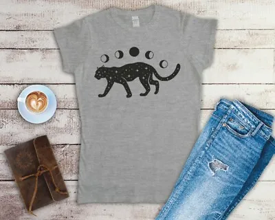 Buy Moon Phases Jaguar Celestial Ladies Fitted T Shirt Sizes Small-2XL • 12.49£