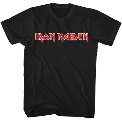 Buy Iron Maiden Red Name Outline Logo Men's T Shirt Rock Band Merch • 42.28£