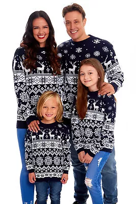 Buy Family Unisex Christmas Jumper Fairisle Nordic Men Kids Women Santa Xmas Sweater • 14.95£