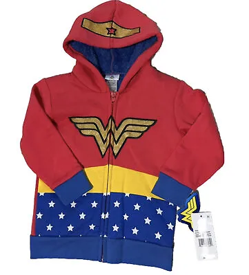 Buy Wonder Woman Hooded Fleece Lined Zip Up Hoodie Jacket Costume NEW Toddler 3T • 14.31£