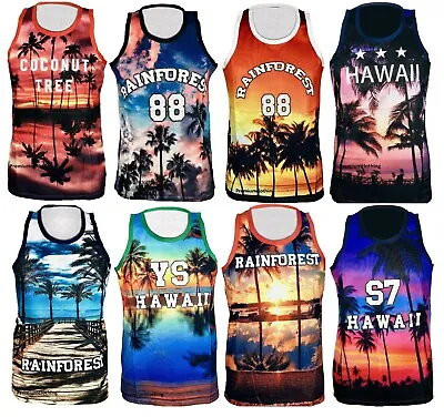Buy Mens Hawaii Mesh Net Vest Sleeveless T Shirt Summer Printed Basketball Sportss • 6.99£