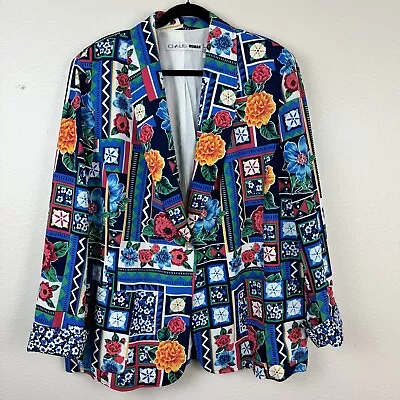 Buy Chaus Woman Spring Summer Floral Patchwork Print Blazer Colorful Plus Size 18 • 42.52£