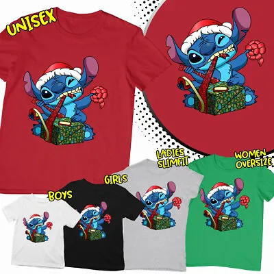 Buy Unique Lilo And Stitch Santa Gift Ideas Funny Family Christmas T Shirt #MC#391 • 8.59£