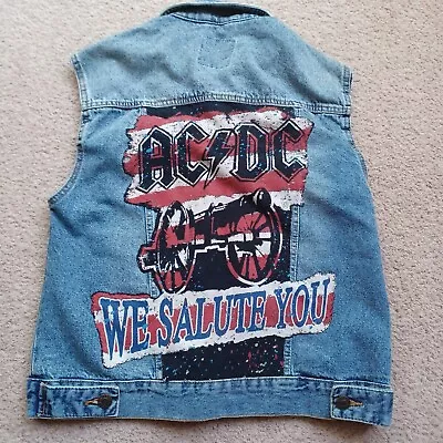 Buy ACDC We Salute You Heavy Metal Denim Battle Jacket Vest Size 12 Eu 40 • 35.99£