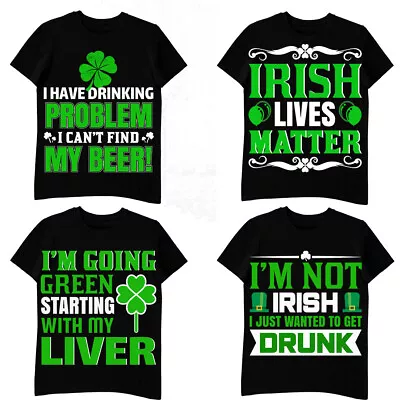 Buy 50 St Patricks Day DESIGNS Black T-Shirts Funny Top Drunk Clover Gift Shirt Tee • 13.95£