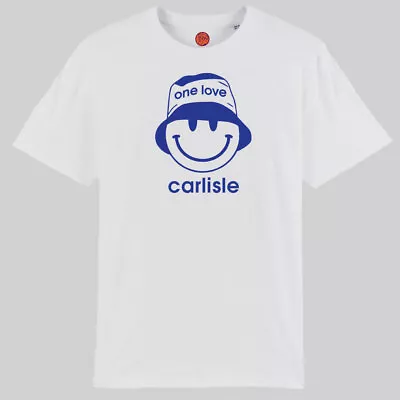 Buy One Love Happy White Organic Cotton T-shirt For Fans Of Carlisle United Gift • 22.99£
