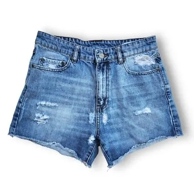Buy ANINE BING Women Heavily Distressed Denim Shorts 100% Cotton Blue Size SP • 80.40£