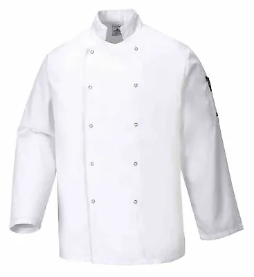 Buy Chefs Jacket Portwest - Suffolk White Cooking Food Industry Catering C833 • 9.99£