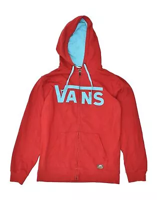 Buy VANS Mens Graphic Zip Hoodie Sweater Medium Red Cotton AO21 • 18.54£