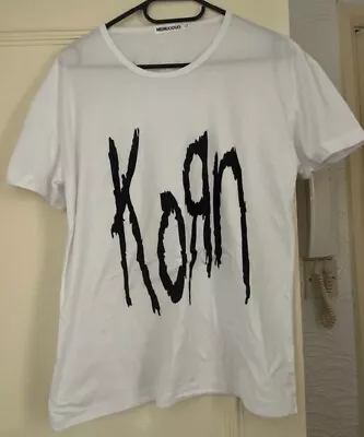 Buy Korn T Shirt Rock Metal Band Logo Merch Tee Top Ladies Size Large White • 14.50£