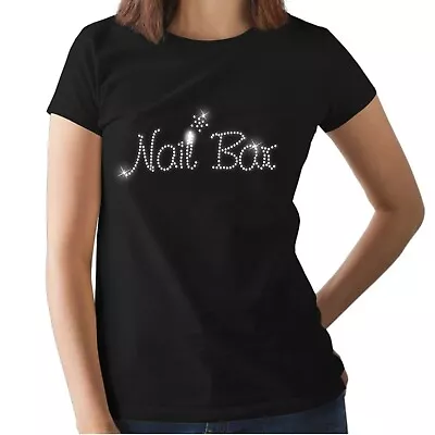 Buy NAIL BAR Crystal Design Fitted Ladies T Shirt (ANY SIZE) Beautician Manicures • 9.99£