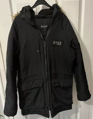 Buy Nicce Parka Black Jacket Coat Mens XS Warm Jacket Great Condition Pre-owned Worn • 5£