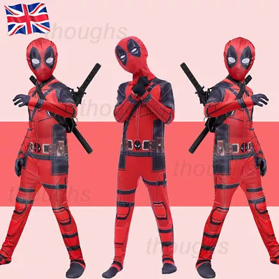Buy Deadpool Costume Cosplay Kids Bodysuit Boys Children's Day Fancy Dress Party • 22.22£