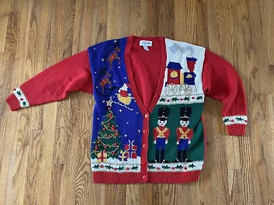 Buy Vintage Casual Corner Embroidered Ugly Christmas Sweater Women Santa • 18.90£