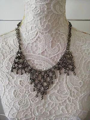 Buy Vintage Silver Tone Metal Collar Necklace Heavy Statement Art Deco Jewellery  • 14£