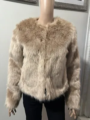 Buy Rachel Zoe Women Faux Fur Jacket  Camel Blush Sz S • 28.95£