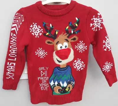 Buy F&F Boys Age 4-5 Christmas Gaming Reindeer Jumper • 7.99£