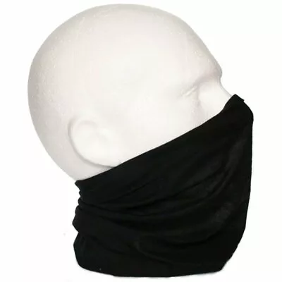 Buy Scarf Tube Snood Black Biker Face Mask Plain Solid Under Layer Helmet Sport Ski • 2.99£