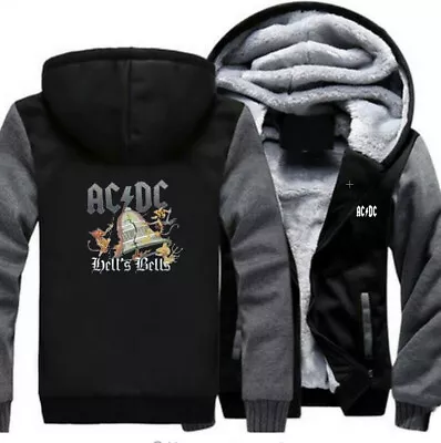 Buy ACDC Hoodie Winter Fleece Hooded Coat Thicken Warm Jacket Full-Zip Sweatshirt • 44.39£