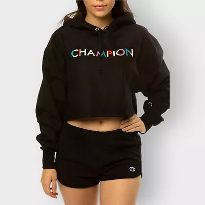 Buy Champion C-Life Cropped Sweatshirt Reverse Weave Crew Graphic Script Spellout S • 37.79£
