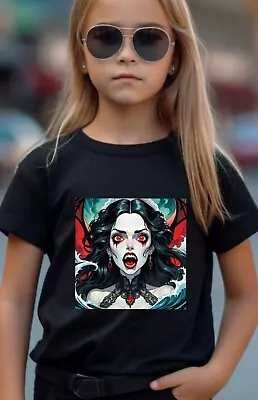 Buy Vampire Girl Halloween Anime Witch Monster T Shirt Boy Girl MESSAGE ME SIZE UK • 8.99£