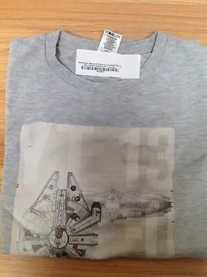 Buy Millennium Falcon T-Shirt For Adults, Star Wars LARGE LIGHT GREY • 14£