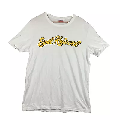 Buy Evel Knievel X Jeanswest T-shirt Mens Medium White Round Neck Graphic Print • 10.62£