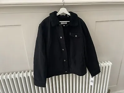 Buy Calvin Klein Jeans Sherpa Denim Jacket Black - Sz Large • 60£