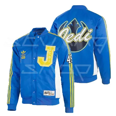 Buy New Adidas Original StarWars Jedi Varsity Coat Hoodie Blue Jacket Sweater P01676 • 132.60£
