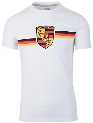 Buy Porsche Driver's Selection Men's Short Sleeve T-Shirt Crew Neck White Cotton XS • 106.80£