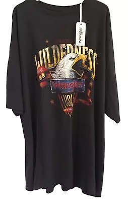 Buy Wrangler USA T Shirt Black With Wilderness Spirit Motif Size XXL Brand New • 42.99£