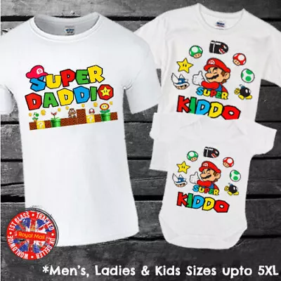 Buy Super Mario Daddio Kiddo Matching T-shirt Set Father Son Daughter Kids Dad Gift • 10.95£