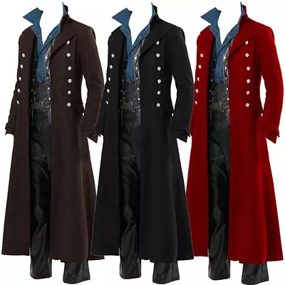 Buy Men Steampunk Retro Trench Coat Gothic Jacket Medieval Costume Carnival Coats • 19.79£