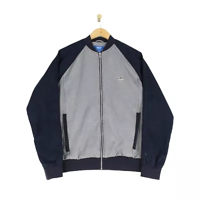 Buy Adidas Track Jacket Blue Raglan Sleeve Full Zip Band Collar Pockets Mens Size L • 19.99£