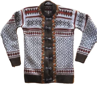 Buy Tulloch Of Shetland For Norway Vintage Nordic Wool Cardigan Sz S/m 10 12 Brown • 44.99£
