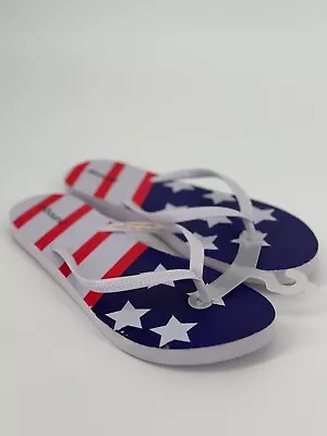 Buy Abound Flip Flops Women’s 11 (Men's 9) Americana Patriotic Flag Slippers Sandals • 13.23£