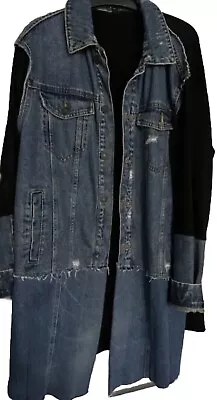 Buy Long Denim Jacket & Sweat Top Casual Fabric Coat Large One Size • 35.99£