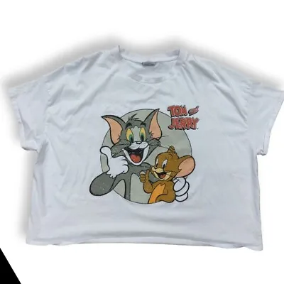 Buy Tom And Jerry Women’s XXL UK Size 24 Crop Top T-Shirt White • 10.50£