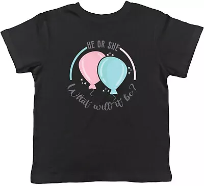 Buy He Or She What Will It Be Gender Reveal Childrens Kids T-Shirt Boys Girls Gift • 5.99£