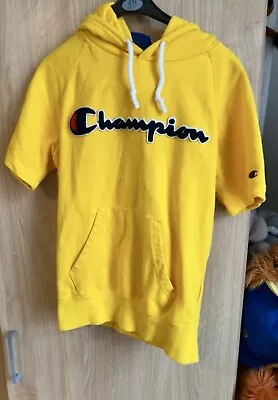 Buy Ladies Yellow Short Sleeved Champion Hoody Extra Small • 12£