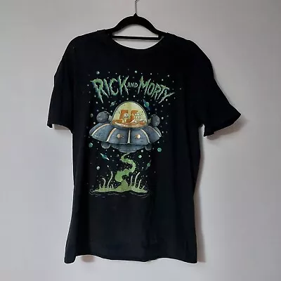 Buy Official Rick And Morty Mens UFO T-Shirt Black Size M • 4.99£