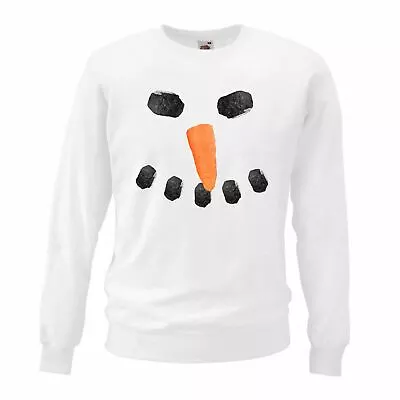 Buy Adults Carrot Nose Snowman Festive White Unisex Christmas Jumper • 21.95£